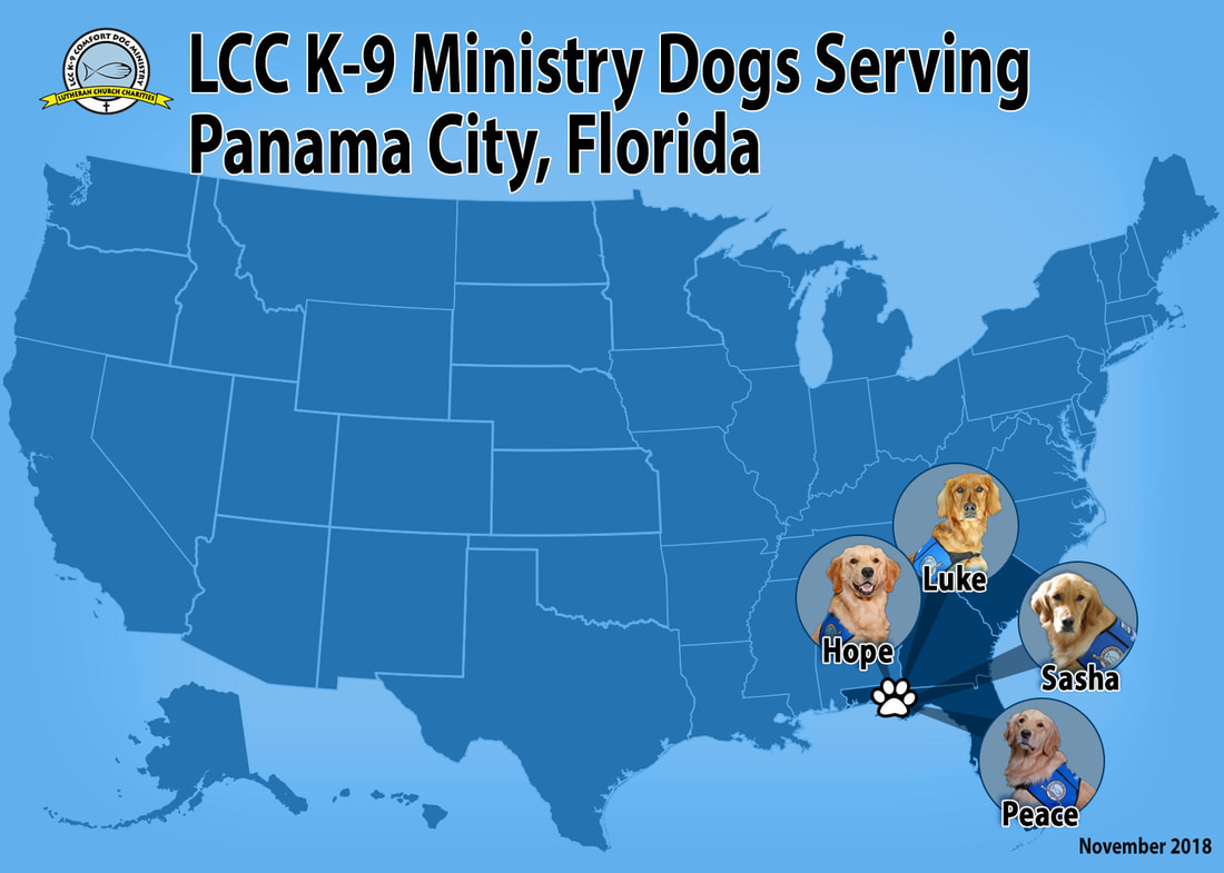 map of comfort dogs deploying to florida