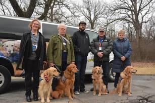group of comfort and kare 9 dogs leaving for marshall county high school